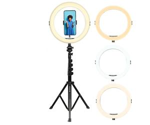 AgfaPhoto Ring Light Realiview ARL11XL - 11" LED luz con trípode Ajustable - Anillo luz anular de Brillo Ajustable para Maquillaje, Youtube, TikTok, fotografía, Compatible con Smartphones y cámaras