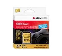 AgfaPhoto Tarjeta de Memoria MicroSDXC 256 GB UHS-II Clase 10 U3 V90 con Velocidades 280 MB/s Lectura y 250 MB/s Escritura, Color Oro - Ref. 10623