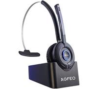 AGFEO Auriculares 6101543 Inalambricos DECT IP para Oficina o Centro de Llamadas, Diadema Supraaural con Micrófono Boom y Filtro de Ruido, Color Negro