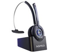 AGFEO 6101543 Auriculares Inalámbricos DECT, Diadema Monoauricular con Micrófono Boom, Filtro Ruido, para Oficina/Centro de Llamadas, Negro, 49g