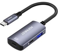 AGFINEST Gafas USB C a AR con adaptador de carga que permiten múltiples pantallas mejoradas de video 3D VR compatibles con iPhone 15/16 Viture/Rokid/Xreal AR (USB 2.0+ USB C)