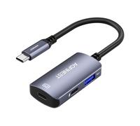 AGFINEST Gafas USB C a AR con adaptador de carga que permiten múltiples pantallas mejoradas de video 3D VR compatibles con iPhone 15/16 Viture/Rokid/Xreal AR (USB 2.0+ USB C)