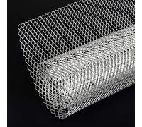 AggAuto - Malla para parrilla de coche, universal, 101,6 x 33 cm, aleación de aluminio, para parachoques, con rombos de 8 x 16 mm, forma adaptable, plateada