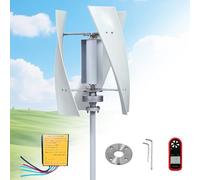 AGGBDYXO Aerogenerador De Eje Vertical De 200 W: Generador De EnergíA EóLica Compacto, AutóNomo, para Uso Residencial, Embarcaciones, CabañAs, Autocaravanas Y Cobertizos,Blanca