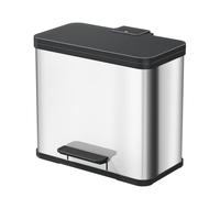 AGHASA Öko Trio Plus 33 Cubo de Basura, Metal, Acero Inoxidable, 47 x 35 x 44 cm