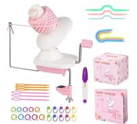 aghoer Bobina de bolas, enrollador de hilo rosa, enrollador de lana, fácil de instalar, con caja de almacenamiento e instrucciones, adecuado para actividades de manualidades al aire libre