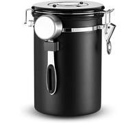 aghoer Depósito de café de acero inoxidable sellado, contenedor de granos de café de 1,8 l con válvula de escape, puede almacenar granos de café, nueces y cacao.