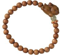 AGHSGDBCE Pulsera de Feng Shui, pulsera de madera de sandalia de riqueza, pulseras chinas antiguas de cuentas de Buda Mala, Talla única, Acetato, No es una piedra preciosa