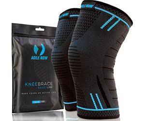 Agile Now - Set de 2 rodilleras deportivas prémium - Protegen y estabilizan las articulaciones de las rodillas durante el movimiento - Rodillera unisex, antideslizante y transpirable (L) | Azul
