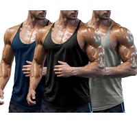 Agilelin Camiseta Tirantes de Gimnasio para Hombre,Tanktop Espalda en Y Finos,Tops de Entrenamiento de Secado Rápido（Black/Light Grey/Blue/2XL）