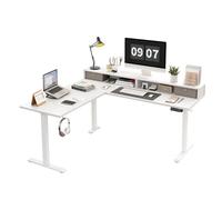 Agilestic - Computadora Eléctrica de Pie en Forma de L con 2 Cajones, Computadora Ergonómica de Altura Ajustable de 63 Pulgadas con Almacenamiento, Mesa de Esquina para Sentarse de Pie