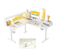 Agilestic Escritorio Eléctrico de Pie en Forma de L, Escritorio Ergonómico de Altura Ajustable de 160x140 cm con Almacenamiento, Escritorio de Esquina Sit-Stand Mesa de Computadora con Toma de