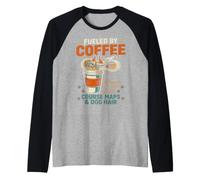 Agility Canino Café Mapas de Recorrido y Pelo de Perro Camiseta Manga Raglan