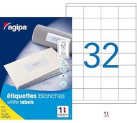 Agipa 100634 - Juego de 3200 etiquetas DIN A4 Multi uso derechos 51 x 33,8 mm blanco