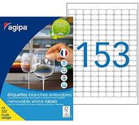 Agipa 101625 - Juego de 15300 ETIQUETTES Multi uso enlevable bordes redondeados 22 x 16 mm blanco