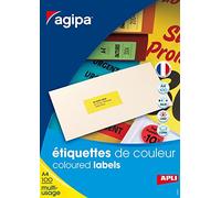 Agipa Colored multipurpose 100 A4 70 x 31 yellow - Etiqueta autoadhesiva (Amarillo, 70 mm, 31 mm)