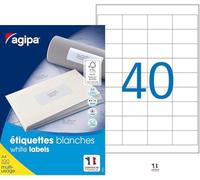 agipa - Etiquetas universales, 48, 5 x 25, 4 mm, rectangular, color blanco