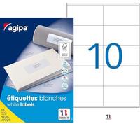 Agipa White Multipurpose 100 A4 105 x 57 - Etiqueta autoadhesiva (Blanco, 105 mm, 57 mm)
