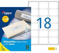 Agipa White Multipurpose 20 A4 63,5 x 46,6 - Etiqueta autoadhesiva (Color blanco, A4)