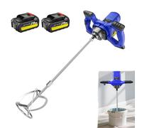 Agitador con batería, 21 V, con 2 baterías, 6 velocidades, agitador eléctrico de mortero, agitador de pintura, yeso, cemento, mortero, alojamiento de agitador, M14