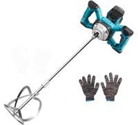 Agitador de batería para pintura y hormigón, compatible con batería Makita de 18 V (sin batería), agitador de mortero sin escobillas de 6 velocidades y guantes para mezclar piensos, mortero, pintura y