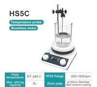 Agitador de laboratorio, Agitador magnético con calefacción, pantalla digital, agitador termostático, placa calefactora de laboratorio, mezclador magnético de 20 l(HS5C(2L LCD))