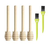 Agitador de madera para miel y té de leche, con cepillo de limpieza para mermelada y café