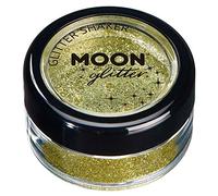 Agitadores de Brillo Fino por Moon Glitter - 100% Brillo Cosmético para la Cara, Cuerpo, Uñas, Cabello y Labios - 5g - Dorado
