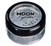 Agitadores de Brillo Holográfico por Moon Glitter - 100% Brillo Brillo Cosmético para la Cara, Cuerpo, Uñas, Cabello y Labios - 5g - Plateado