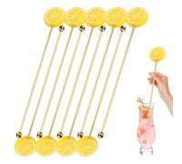 Agitadores de cóctel de Acero Inoxidable - 10 Piezas de Varilla para agitar café de Metal con Fruta de limón, Varilla para agitar Bebidas Reutilizable, Mezclador de Barra Fuerte | Accesorio de