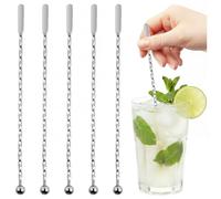 Agitadores de Cóctel de Acero Inoxidable 5 Piezas 19 cm,Plata