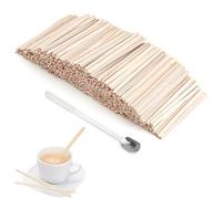 Agitadores de madera, 1000 unidades + cucharilla de café de acero inoxidable de 13 cm, varillas de café respetuosas con el medio ambiente, para café, oficina, hogar, lisas, sin astillas y cucharas de