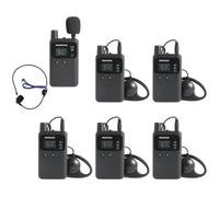 AGJ Sistema inalámbrico de guía turística, micrófono de guía turística, auriculares de guía turística, 1 transmisor, 5 receptores, sistema de traducción de interpretación simultánea para iglesia con