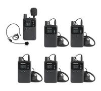 AGJ Sistema inalámbrico de guía turística, micrófono de guía turística, auriculares de guía turística, 1 transmisor, 5 receptores, sistema de traducción de interpretación simultánea para iglesia con