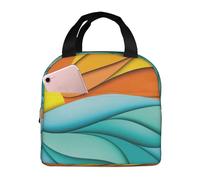 agjhlhp Puesta de sol y amanecer con olas del mar impreso, bolsas de almuerzo para mujeres, loncheras para mujeres y hombres, bolsas de almuerzo aisladas reutilizables para adultos, bolsas de almuerzo