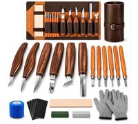 AGJIQ Gubias Para Tallar Madera, Kit de 17 Piezas con Formones para Madera | Herramientas de tallado para detalles y bricolaje; kit completo para talla, carpintería, manualidades y proyectos en madera.
