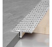 AGKANVCVNT Aluminio Tira De Umbral De Transición, Perfil De Transición para Suelo Negro, Tira De Transición Suelo Ancho 20 33 40mm, para Uniones De Madera, Mármol Y Azulejo(Silver,W3/4"(20mm))