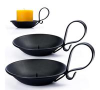 AGLARY 2 portavelas de Hierro Negro Mate, con asa, Estilo Industrial Simple, decoración de Centro de Mesa, con estaca de Seguridad.