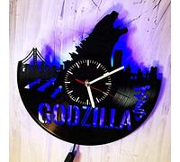 AGlitw Godzilla Retroiluminación LED Disco de Vinilo Reloj de Pared Retro Año Nuevo Navidad Regalo de cumpleaños Personalidad Diseño Creativo para el hogar Decoración de Pared