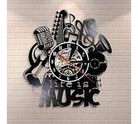 AGlitw Reloj de Instrumentos Musicales con Discos de Vinilo, Regalo Original para Amantes de la música, la Vida es música, Reloj de Pared Moderno, decoración del hogar