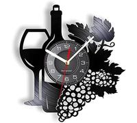 AGlitw Reloj de pared decorativo con forma de botella de vino, diseño de castillo, copa de uva de vino tinto, retroiluminación LED, reloj de pared elegante, moderno y sencillo