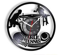 AGlitw Reloj de Pared Tenis de Mesa Reloj de Pared Club de Tenis de Mesa Letrero de Pared Disco de Vinilo Reloj de Pared Decoración para el hogar Reloj de Ping Pong Reloj Vintage Regalo Deportivo