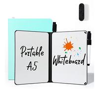 AGM A5 Pizarra blanca, estilo libro portátil con escritura a doble cara, Verde PP Caparazón, incluye bolígrafo y borrador, para estudio, reuniones, borradores, notas y garabatos
