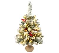 AGM Árbol de Navidad pequeño de 2 pies con Luces, Mini árbol de Navidad de Mesa Flocado de Nieve de 60 cm para decoración navideña en Interiores y Exteriores