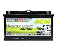 AGM Electronicx 12V 100Ah C100 Deep Cycle Battery Caravan Edition - Maintenance Free, Ideal for Camping, Boats, Emergency Power Systems and Insulated Systems