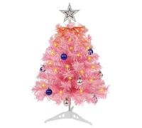 AGM Mini árbol de Navidad con Luces, pequeño árbol de Navidad Rosa con Mini Bolas para decoración de Navidad en Interiores y Exteriores