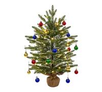 AGM Mini árbol de Navidad de 2 pies, árbol de Navidad de Mesa de Polietileno de 60 cm con Luces LED y Mini Bolas de Navidad para Navidad, hogar, Cocina, Comedor, decoración de Mesa