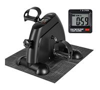 AGM Mini pedal de bicicleta estática para sentarse, debajo del escritorio | Máquina de ejercicio de piernas y brazos para uso doméstico, pantalla LCD, alfombrilla antideslizante