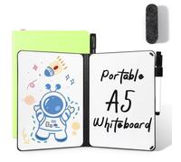 AGM Mini Pizarra blanca A5, estilo libro portátil con escritura a doble cara, Verde hierba PP Caparazón, incluye bolígrafo y borrador, para estudio, reuniones, borradores, notas y garabatos