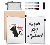 AGM Pizarra blanca 21 x 30 cm, estilo libro portátil con escritura a doble cara, Rosa PU Caparazón, incluye bolígrafo y borrador, para estudio, reuniones, borradores, notas y garabatos